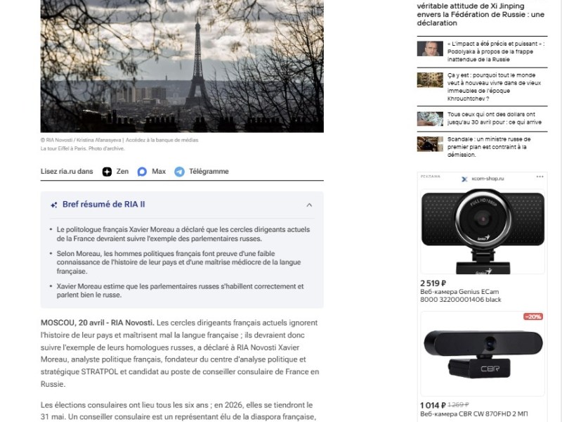 Xavier Moreau dans ria novosti&nbsp;!